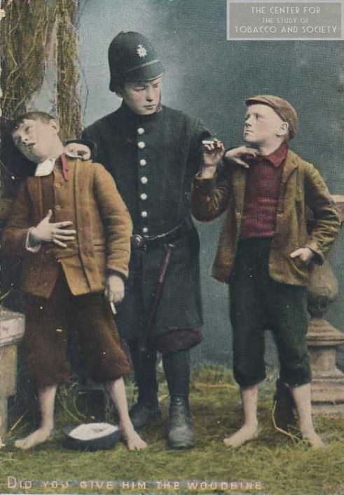 postcard policecatch boys smoking wm