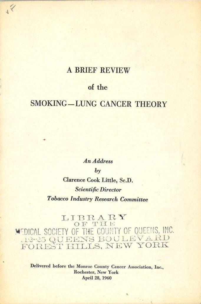 1960 A Brief Review of the Smoking Lung Cancer Theory Clarence Little  p1