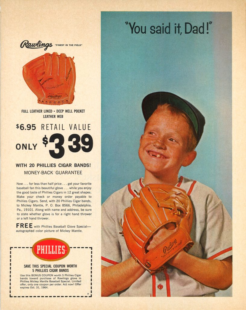 1964 Mickey Mantle glove Phillies color ad