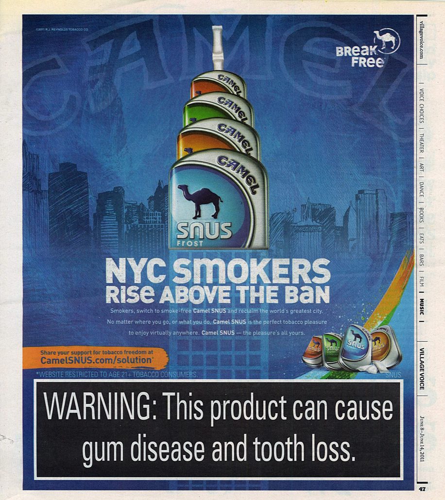 2011 Camel SNUS Village Voice ad