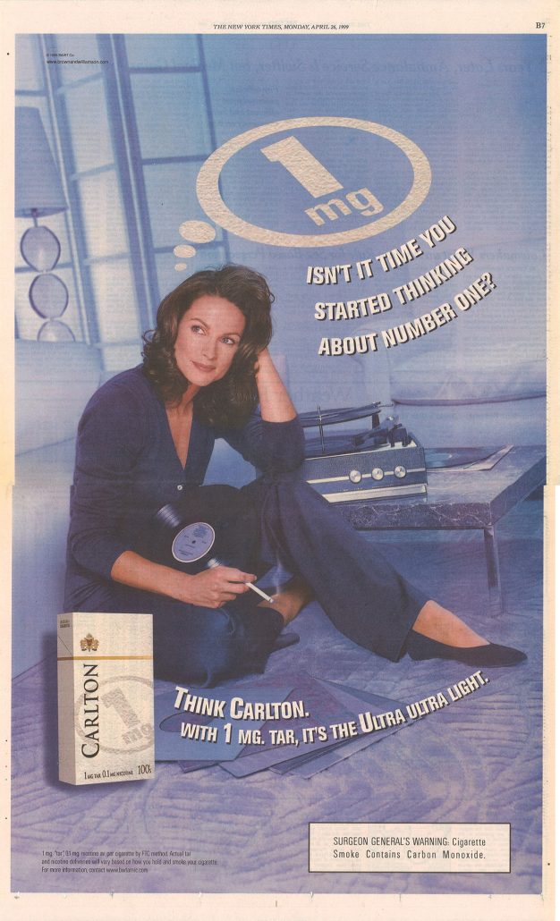 New York Times 1999 Final cig ad Carlton re