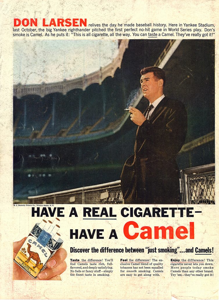 1957 Camel ad Don Larsen Yankee Stadium