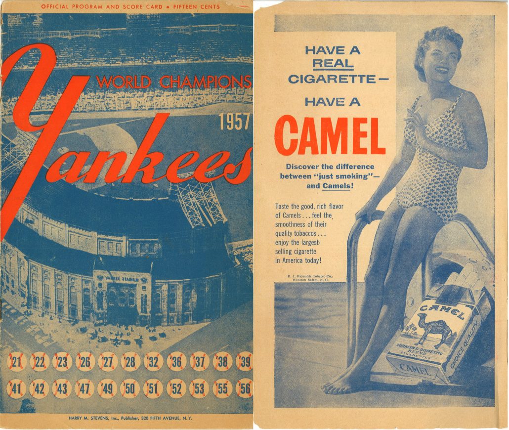1957 Yankees Program Front Cover Camel Ad