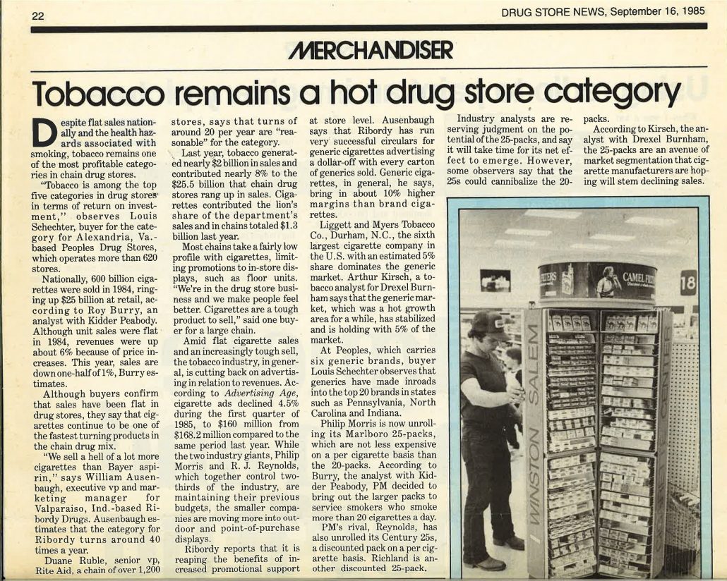 drug store news 1985 tobacco remains hot category Resize 60