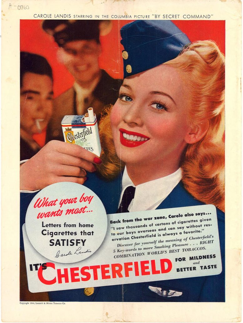 1944 New Yorker Carole Landis for Chesterfield 1