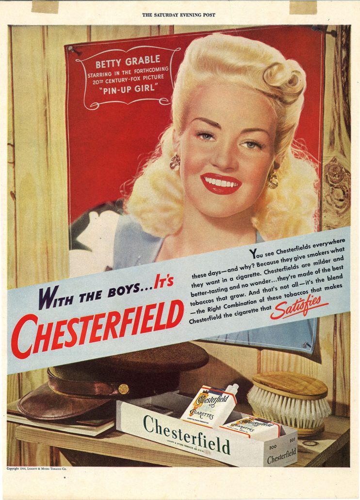 1944 Sat Eve Post Betty Grable for Chesterfield