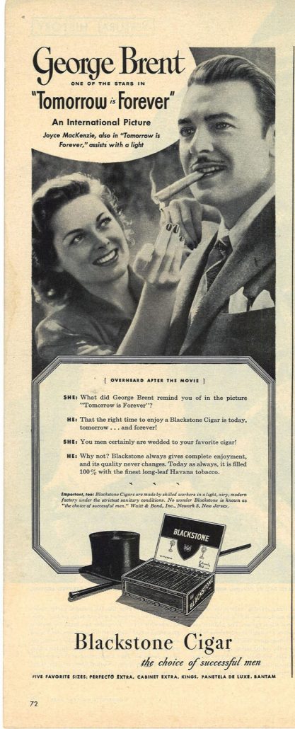 1946 George Brent Blackstone Cigars edited 1