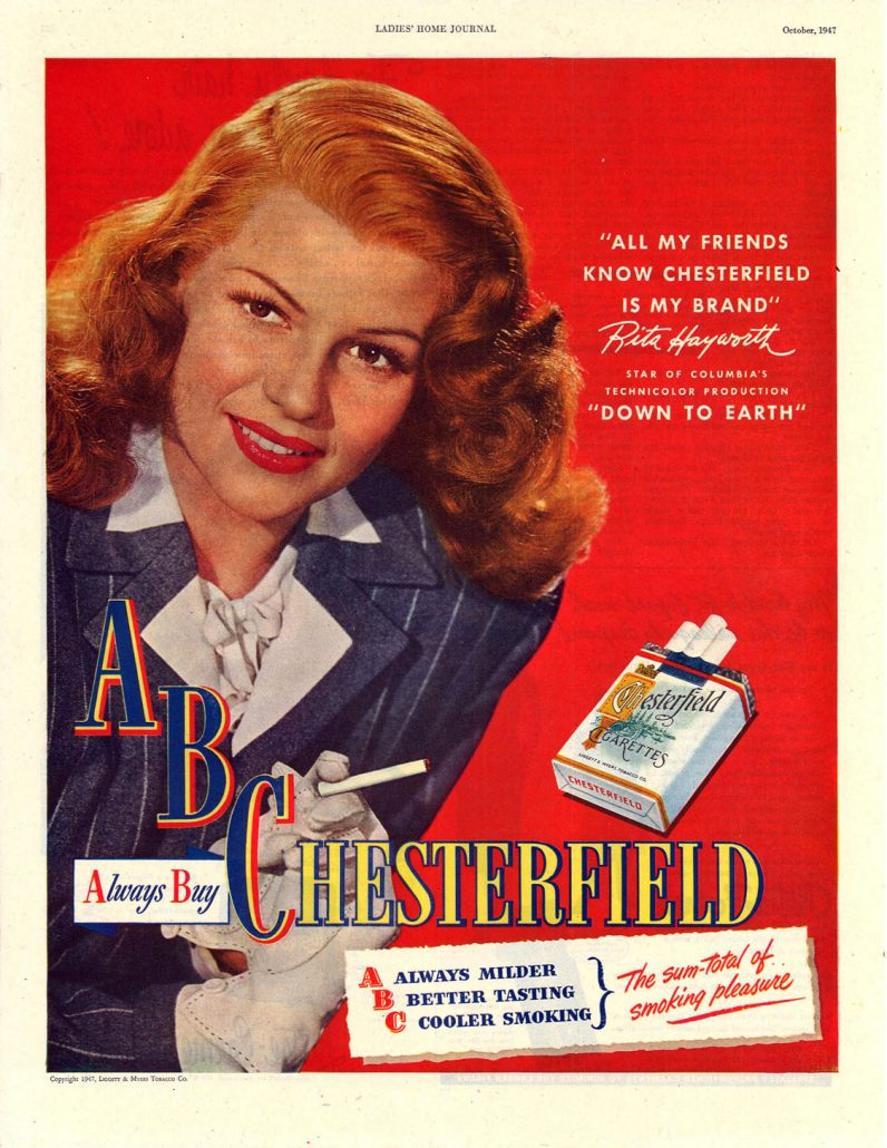 1947 Ladies Home Journal Rita Hayworth for Chesterfield 1