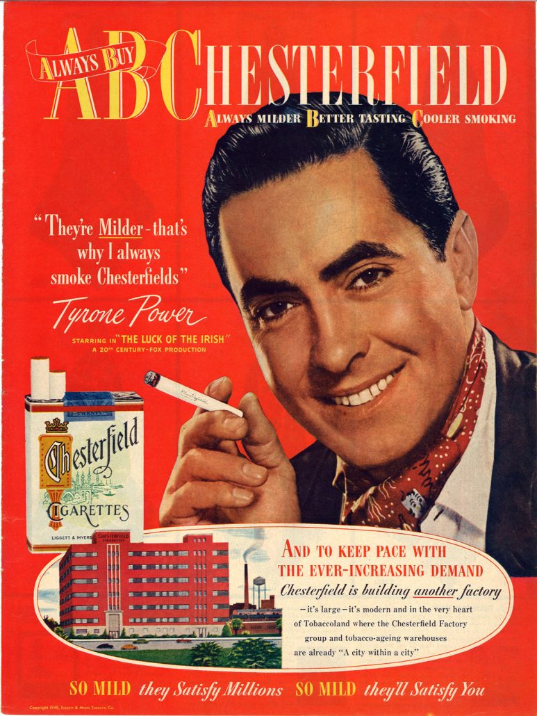 1948 Esquire Tyrone Power for Chesterfield