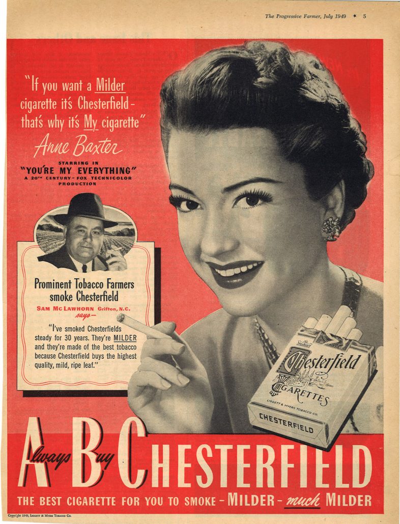 1949 07 The Progressive Farmer Anne Baxter for Chesterfield