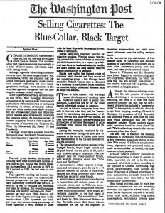1986 05 18 Wash. Post Selling Cigs The Blue Collar Black Target Pg 1 1