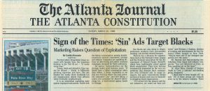 1989 Atlanta Journal Sign of the Times Sin Ads Target Blacks Pg 1