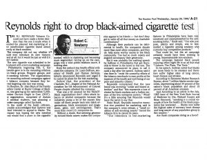 1990 Houston Post Reynolds Right to Drop Black Aimed Cig Test 1