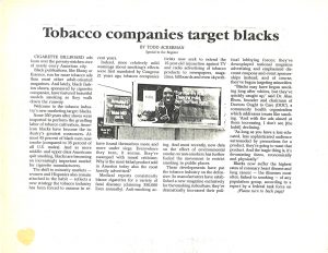 1991 Des Moines Register Tobacco Companies Target Blacks Pg 1