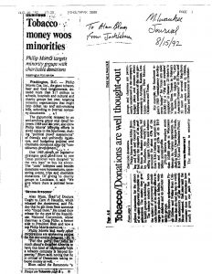 1992 Milwaukee Journal Tobacco Money Woos Minorities 1
