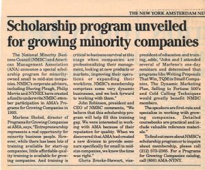 1993 01 09 NY Amsterdam News Scholarship Program for Minority Companies 1