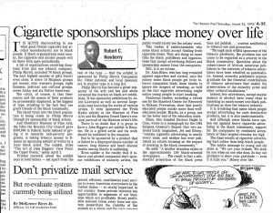 1995 Houston Post Cig Sponsorships Place Money Over Life 1