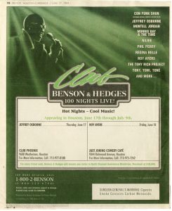 1999 06 17 Houston Chronicle BH Concert Series Ad 1