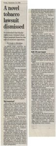1999 09 24 Phil. Inquirer Novel Tobacco Lawsuit Dismissed