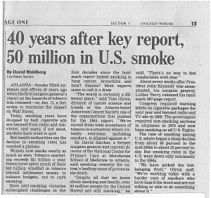 2004 Chicago Tribune 40 Years After Report 50 Million in US Smoke Minorities and Tobacco