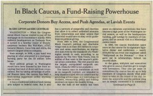 2010 02 14 NY Times In Black Caucus A Fund Raising Powerhouse Pg 1