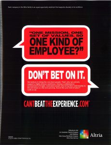2014 DiversityInc Altria Job Ad One Kind of Employee
