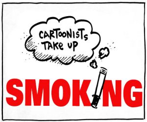 Cartoonists Take Up Smoking Logo Square Boxed