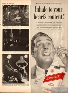 1949 Embassy Ad Inhale to Your Hearts Content