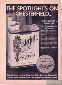 1952 Chesterfield Ad Spotlights On Chesterfield