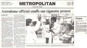 1990 05 07 Houston Chronicle Astrodome Official Snuffs Out Cig Protest 1