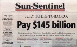 2000 07 15 Sun Sentinel Jury to Big Tobacco Pay 145 Billion 1