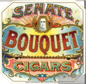 Cigar Box Label Senate Bouquet