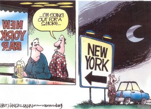 Handelsman Cartoon Out for a Smoke in NY 1