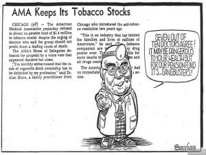 1981 Sullivan Cartoon AMA Keeps Its Tobacco Stocks