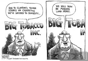 1997 Rogers Pittsburg Post Gazette Clintons tough stance on cigarettes