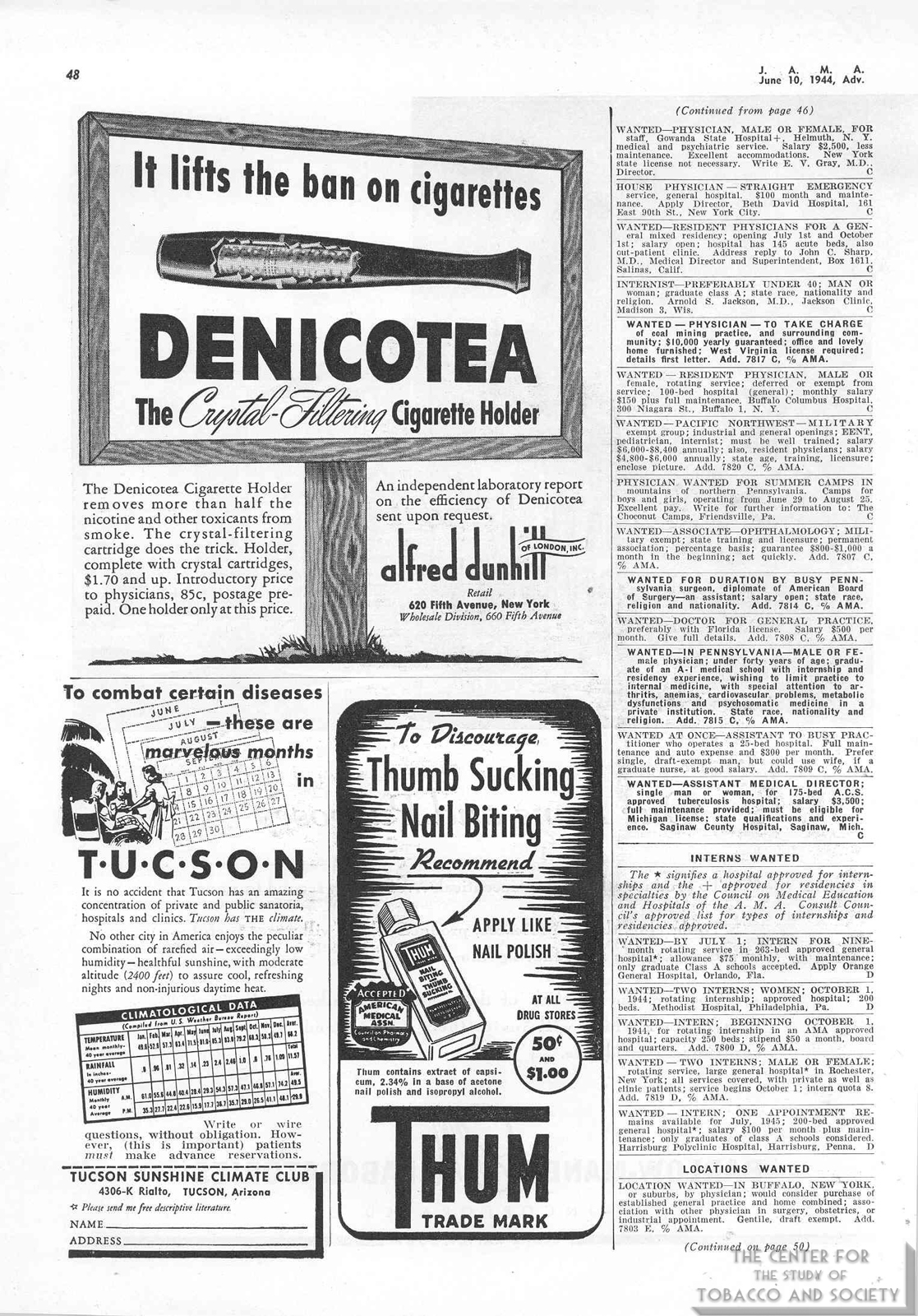 1944 06 10 JAMA Denicotea Ad