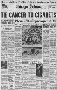 1964 01 12 Chicago Tribune Tie Cancer to Cigs