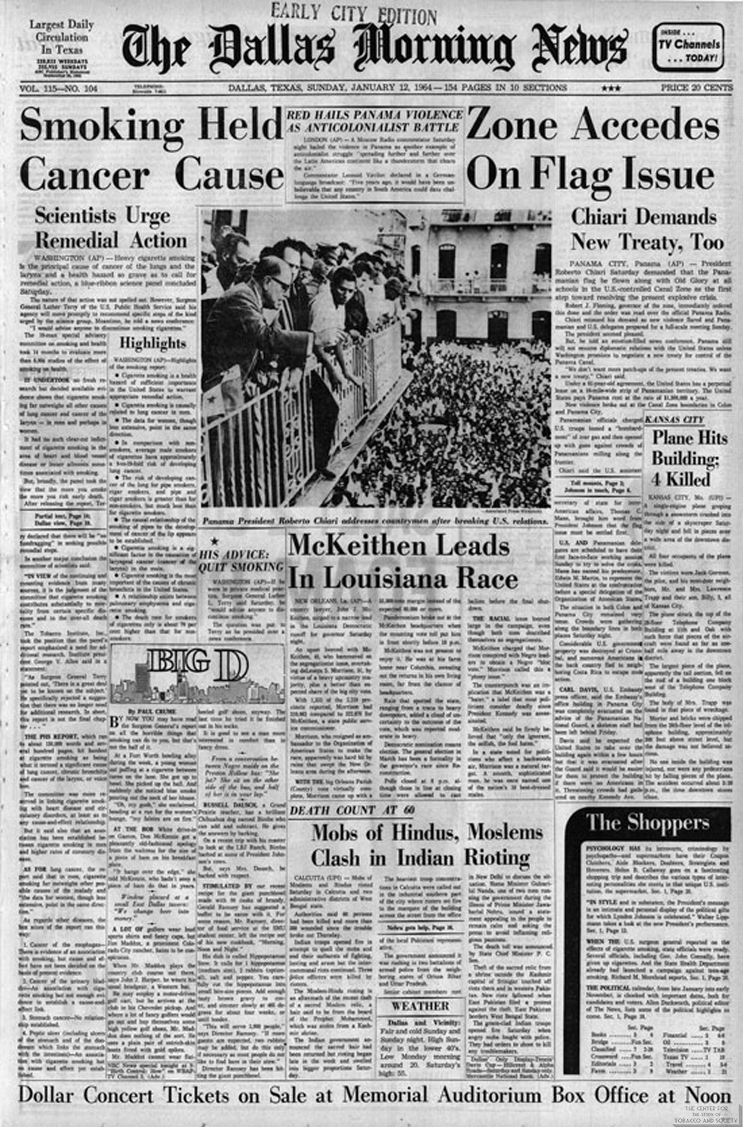 1964 01 12 Dallas Morning News Smoking Held Cancer Cause