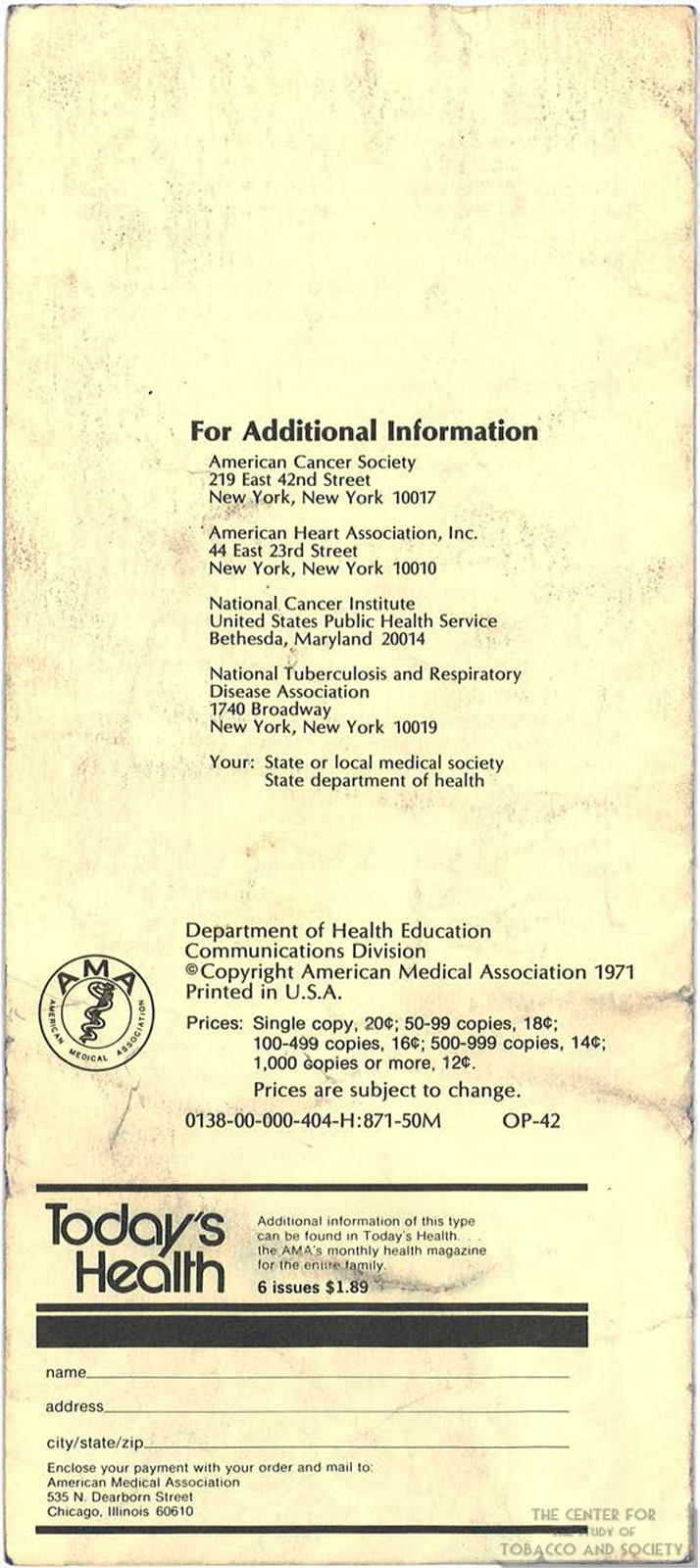 1971 AMA Brochure Smoking Facts You Should Know Page 8