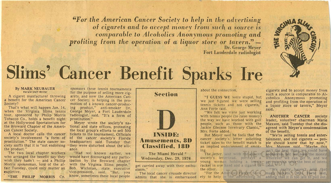 1976 12 29 Miami Herald Slims Cancer Benefit Sparks Ire color
