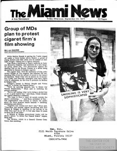 1977 09 23 Miami News MDs Plan to Protest Cig Firms Film Showing