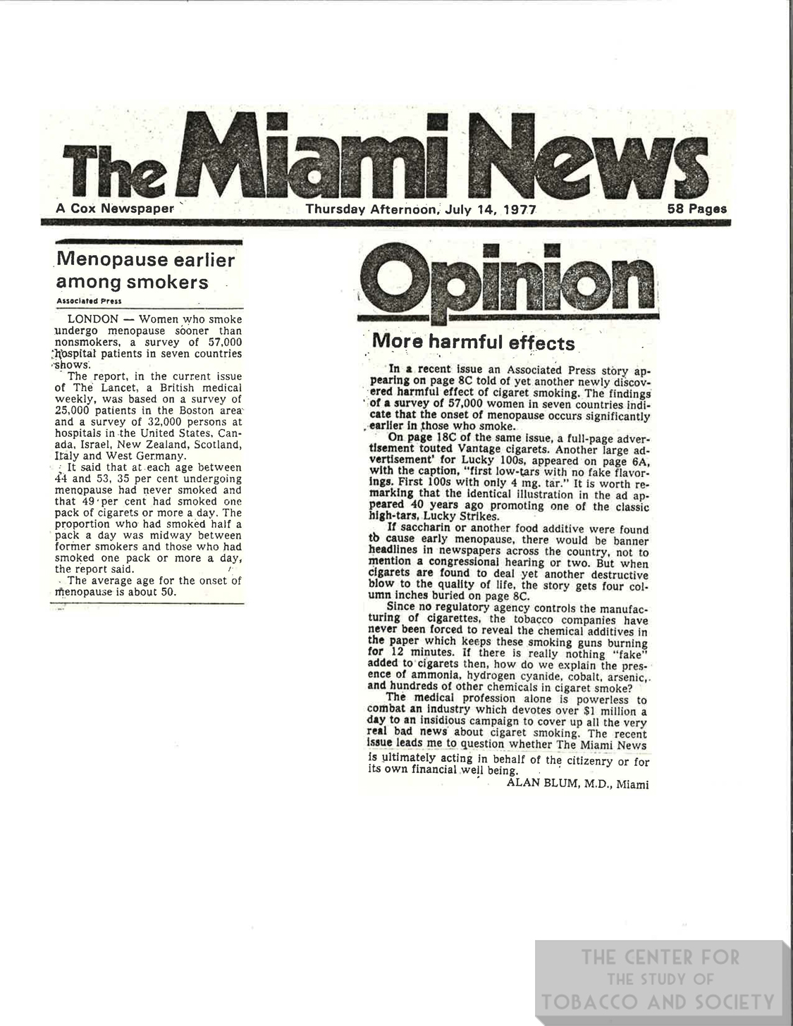 1977 Miami News More Harmful Effects AB Article