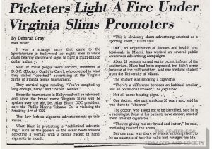 1978 01 11 Ft Lauderdale News Picketers Light Fire Under VA Slims Promoters