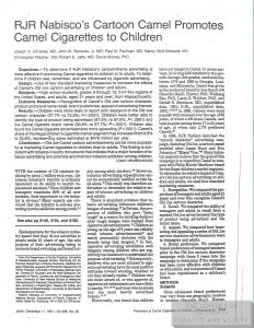 1991 12 11 JAMA RJR Nabiscos Cartoon Camel Promotes Cigs to Children