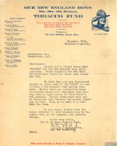1918 11 27 Our New England Boys Tobacco Fund Letter e1541706498549