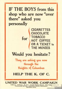 1918 Knights of Columbus Ad Supply Tobacco