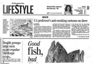 2005 UAB Exhibition Birmingham News UA Professors anti smoking cartoons on show