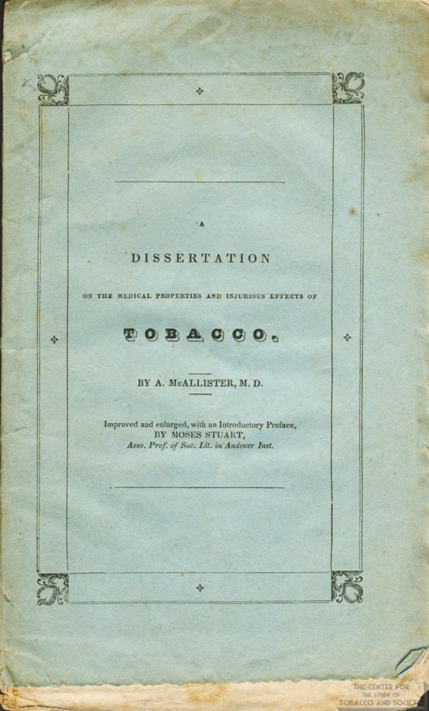 1832 Dissertation on Injurious Effects of Tobacco Front Cover