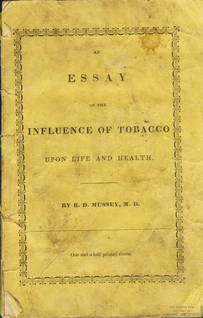 1836 Essay on Tobaccos Influence on Life Health Front Cover