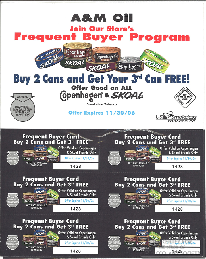 US Smokeless Tobacco Company AM Oil Frequent Buyer Program